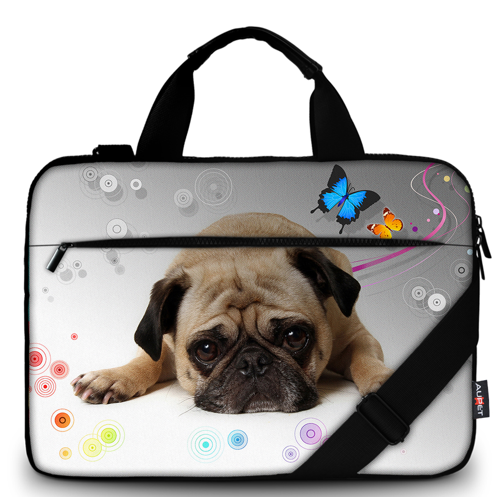 AUPET 14 15 15.4 15.6 inch Canvas Laptop Shoulder Bag Messenger Bag Case with Handle and Adjustable Shoulder Strap & External Si