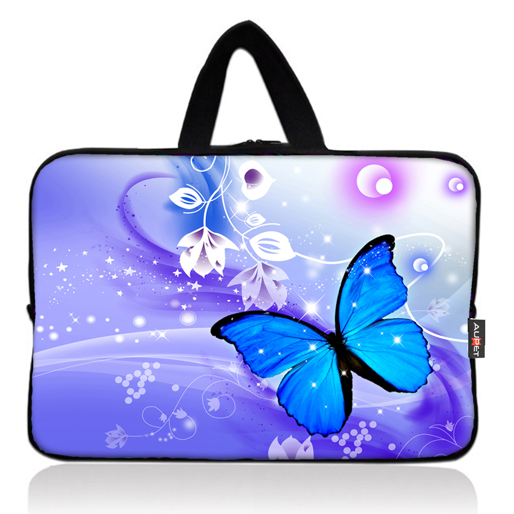 AUPET Blue Butterfly Universal 7 ~ 8 inch Tablet Portable Neoprene Zipper Carrying Sleeve Case Bag